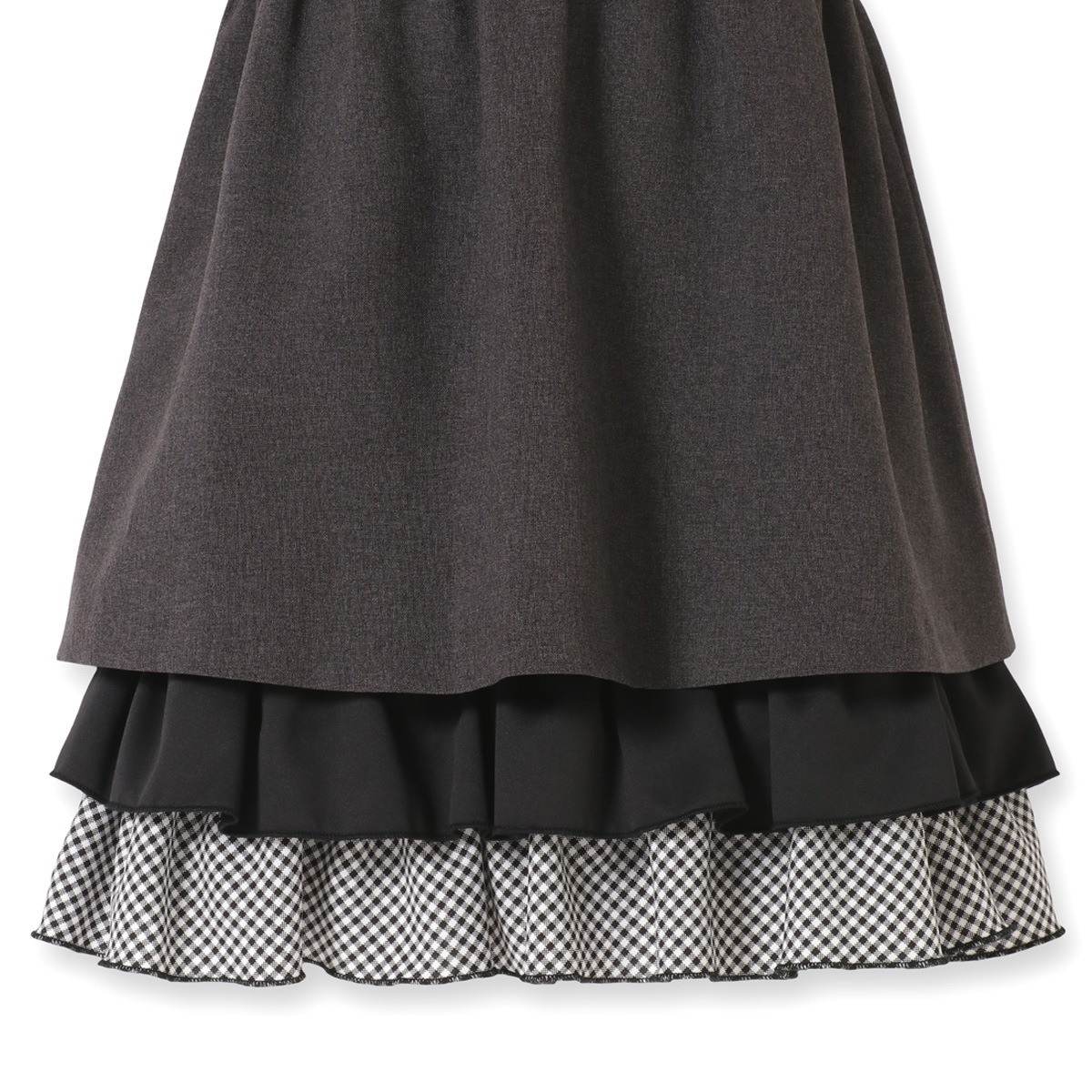 【TIMEセール50%OFF】モノトーンチェックフリルドレス 110 120 130 140 150cm (8276-7366)