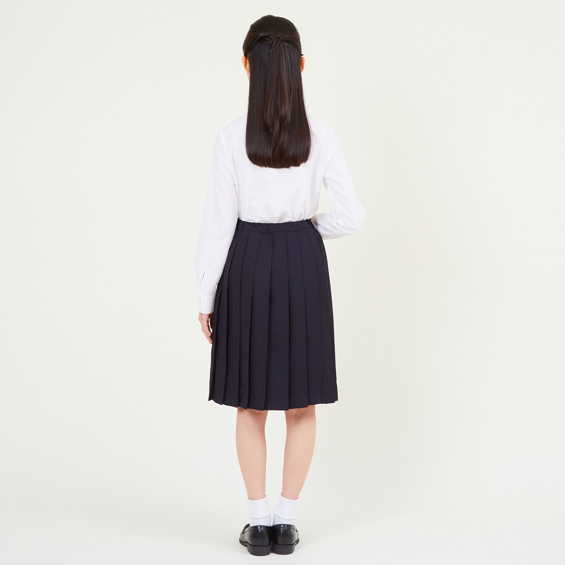 子供 喪服 女の子フォーマル2点セット 長袖ブラウス・プリーツスカート 140 150 160cm (8291-2594)