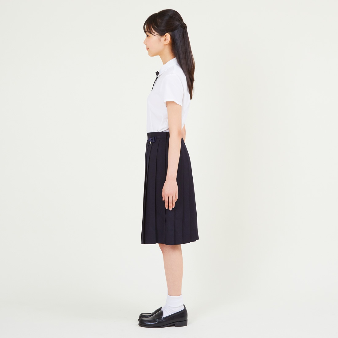 子供 喪服 女の子フォーマル2点セット 半袖ブラウス・プリーツスカート 140 150 160cm(8291-2595)