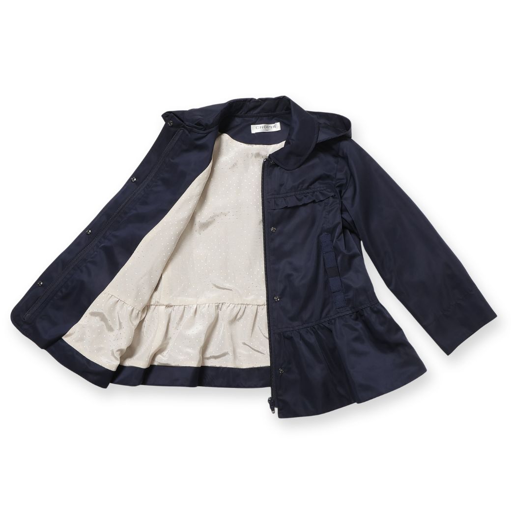 【TIMEセール20%OFF】【撥水加工】フード付きポケットリボンフリルジャケット 100 110 120 130 140cm(8272-7300)