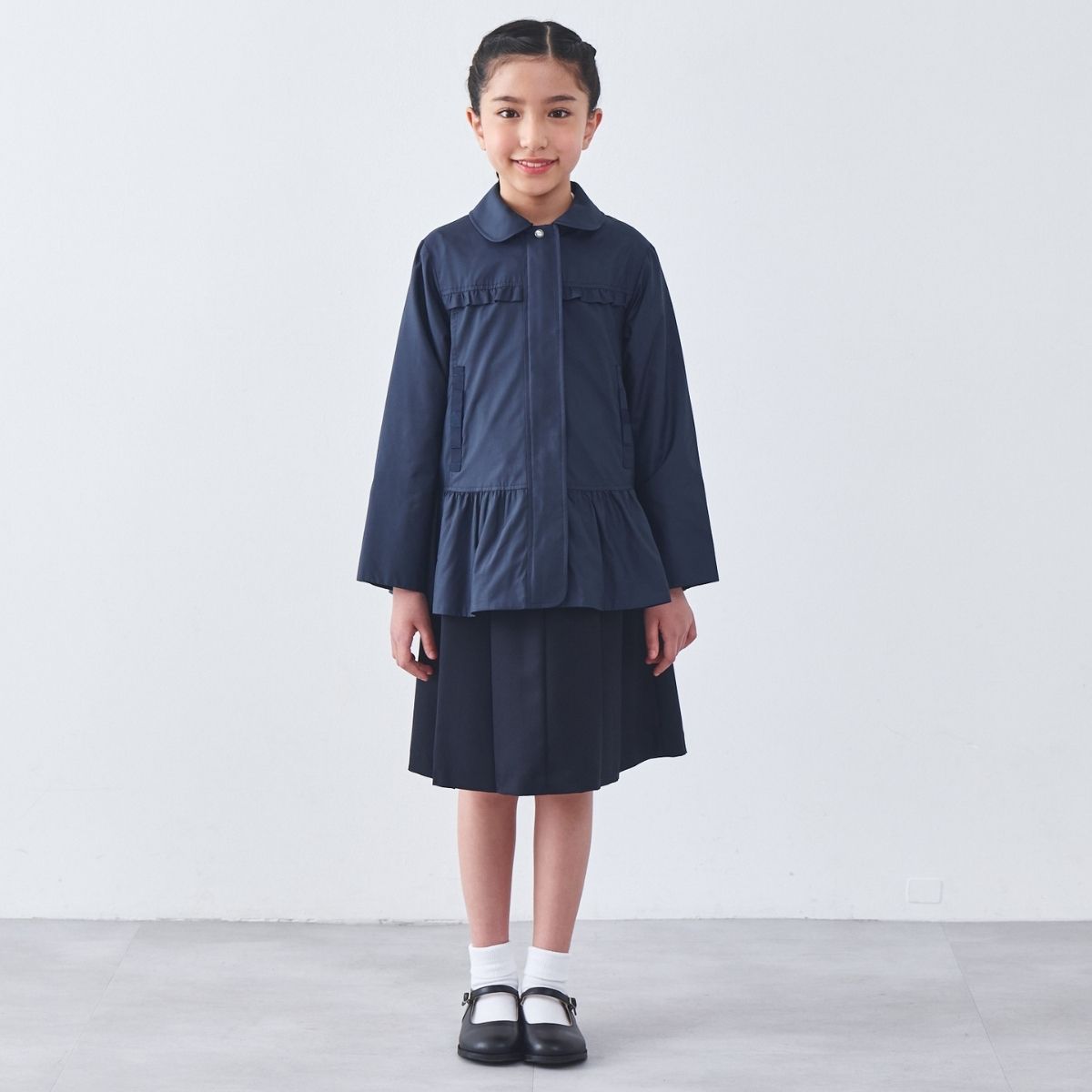 TIMEセール20％OFF】【撥水加工】フード付きポケットリボンフリル