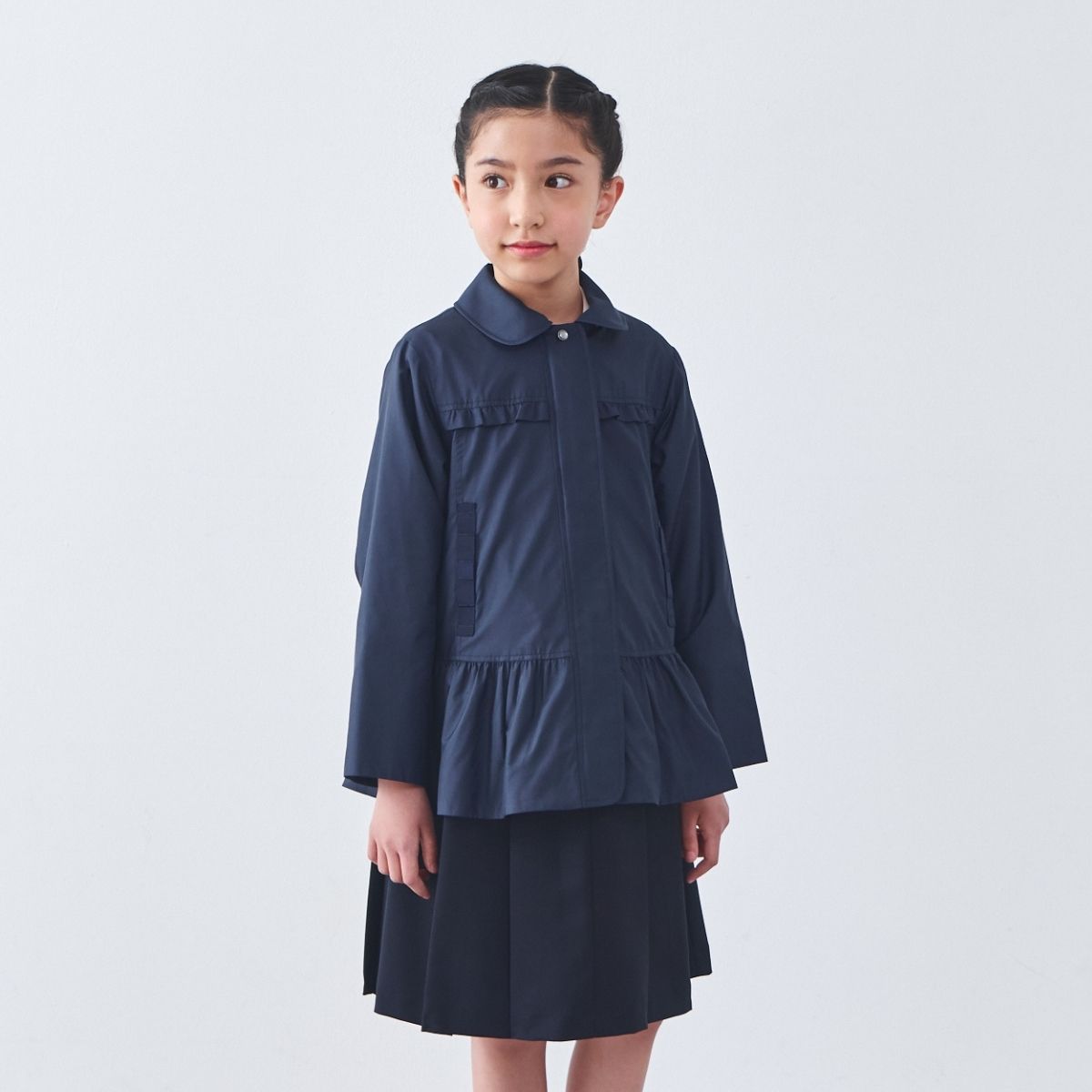 【TIMEセール20%OFF】【撥水加工】フード付きポケットリボンフリルジャケット 100 110 120 130 140cm(8272-7300)