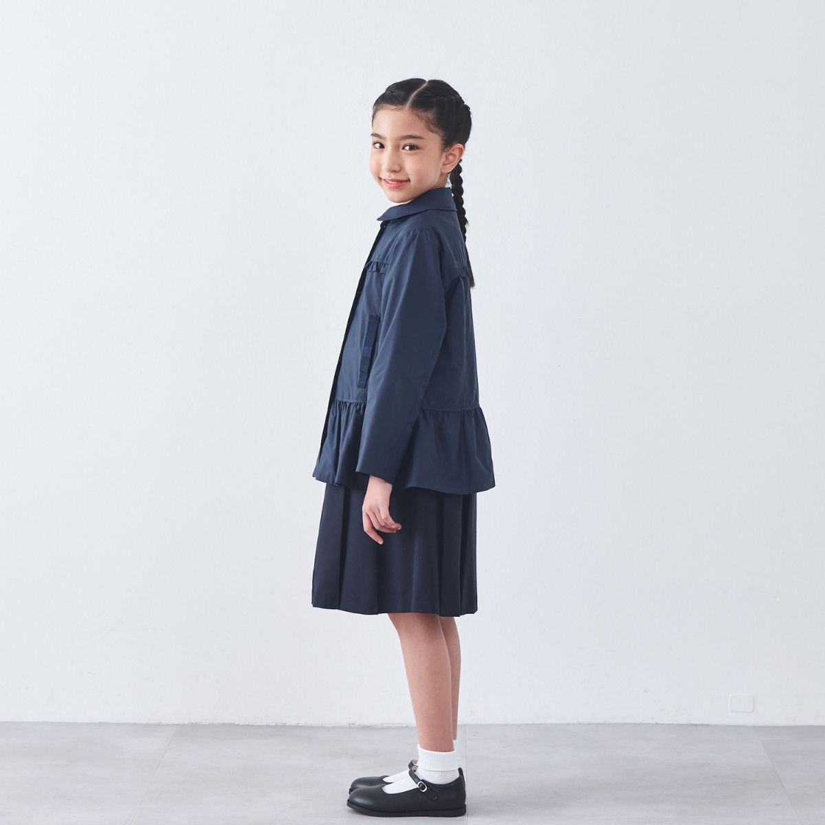 【TIMEセール20%OFF】【撥水加工】フード付きポケットリボンフリルジャケット 100 110 120 130 140cm(8272-7300)