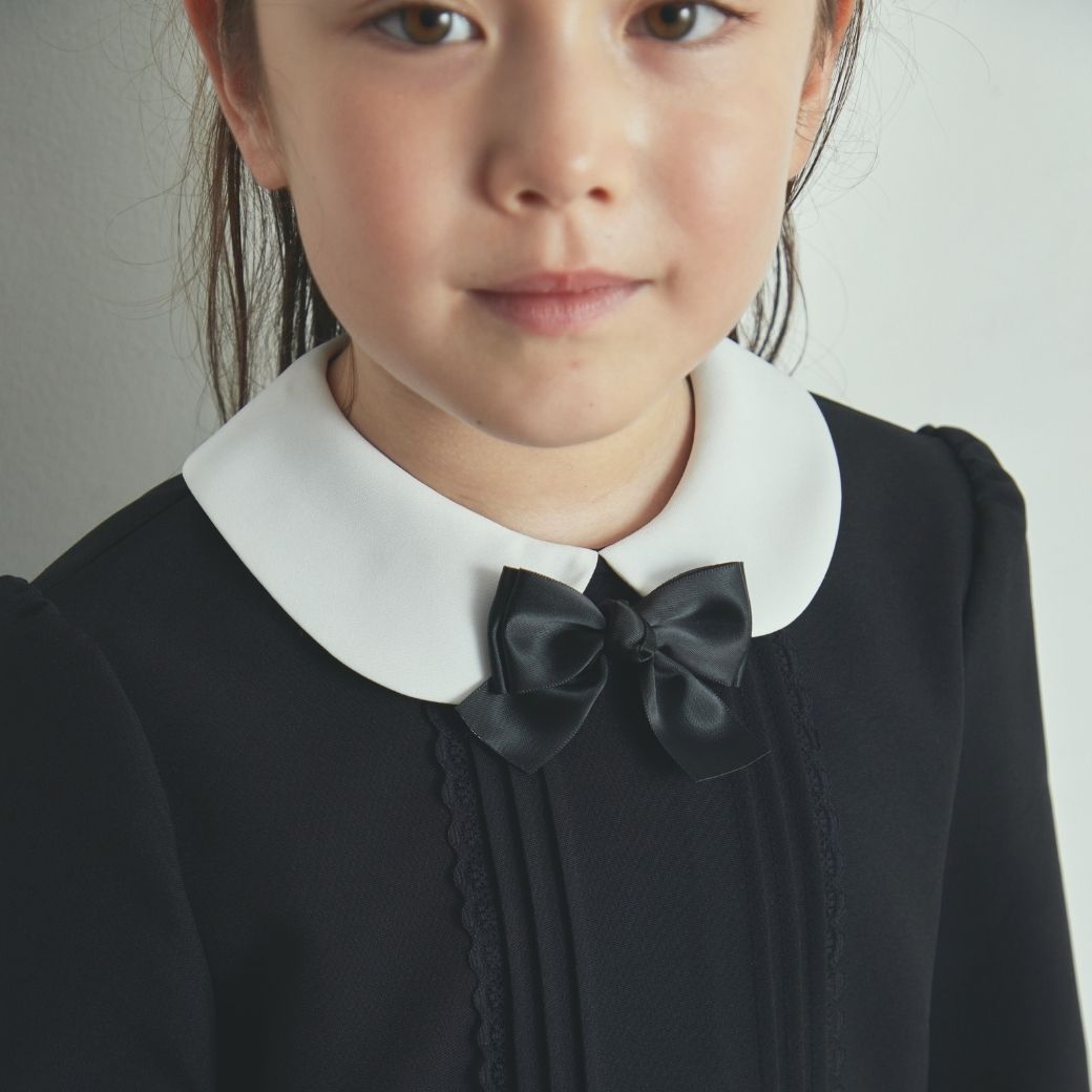 長袖 フラワーテープフォーマルワンピース 100 110 120 130cm(8893-2316)