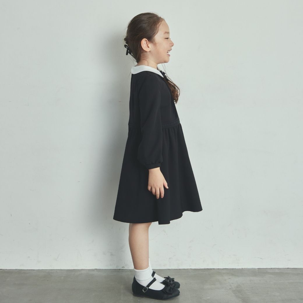 長袖 フラワーテープフォーマルワンピース 100 110 120 130cm(8893-2316)