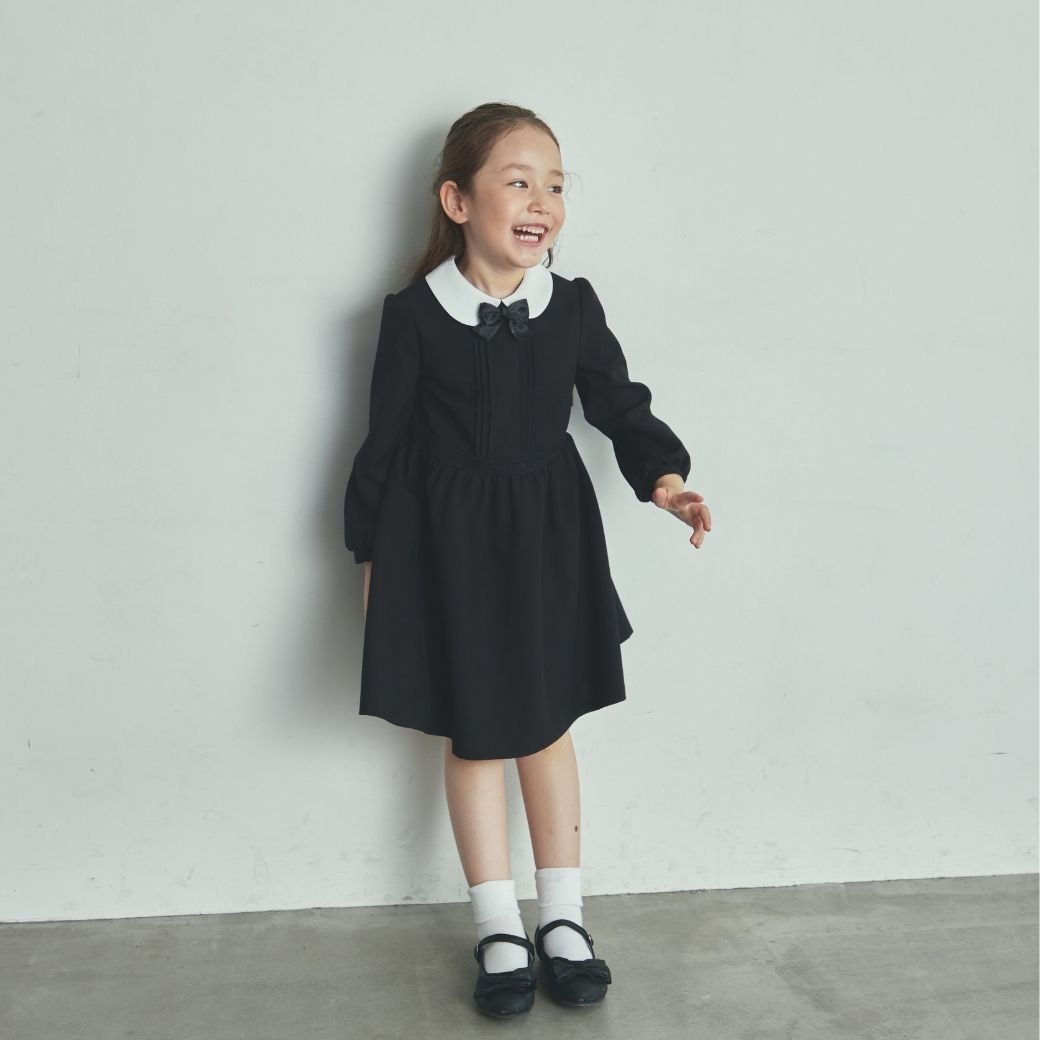 長袖 フラワーテープフォーマルワンピース 100 110 120 130cm(8893-2316)