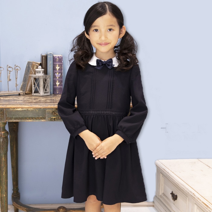 長袖 フラワーテープフォーマルワンピース 100 110 120 130cm(8893-2316)