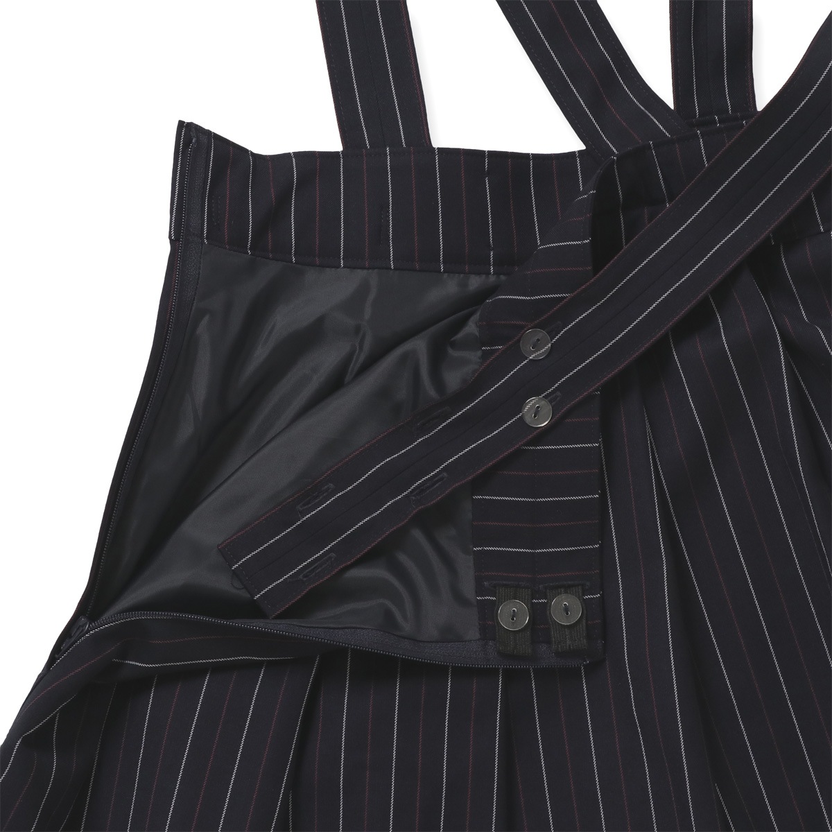 【期間限定50%OFF】ベージュダブルジャケット×ストライプジャンパースカートセット 150 160 165cm(8291-2500)