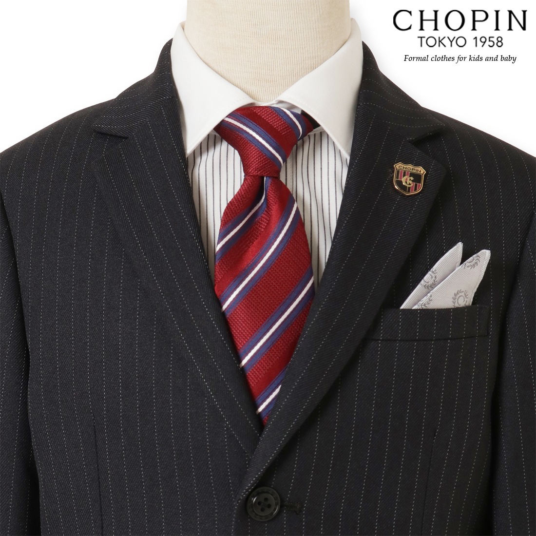 【廃版アウトレットセール68%OFF】2ボタンクレリックシャツスーツセット 110 130cm(8201-5402)