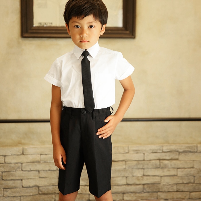 男の子フォーマル2点セット 半袖シャツ・ハーフパンツ 100 110 120 130cm(8833-5401-set)