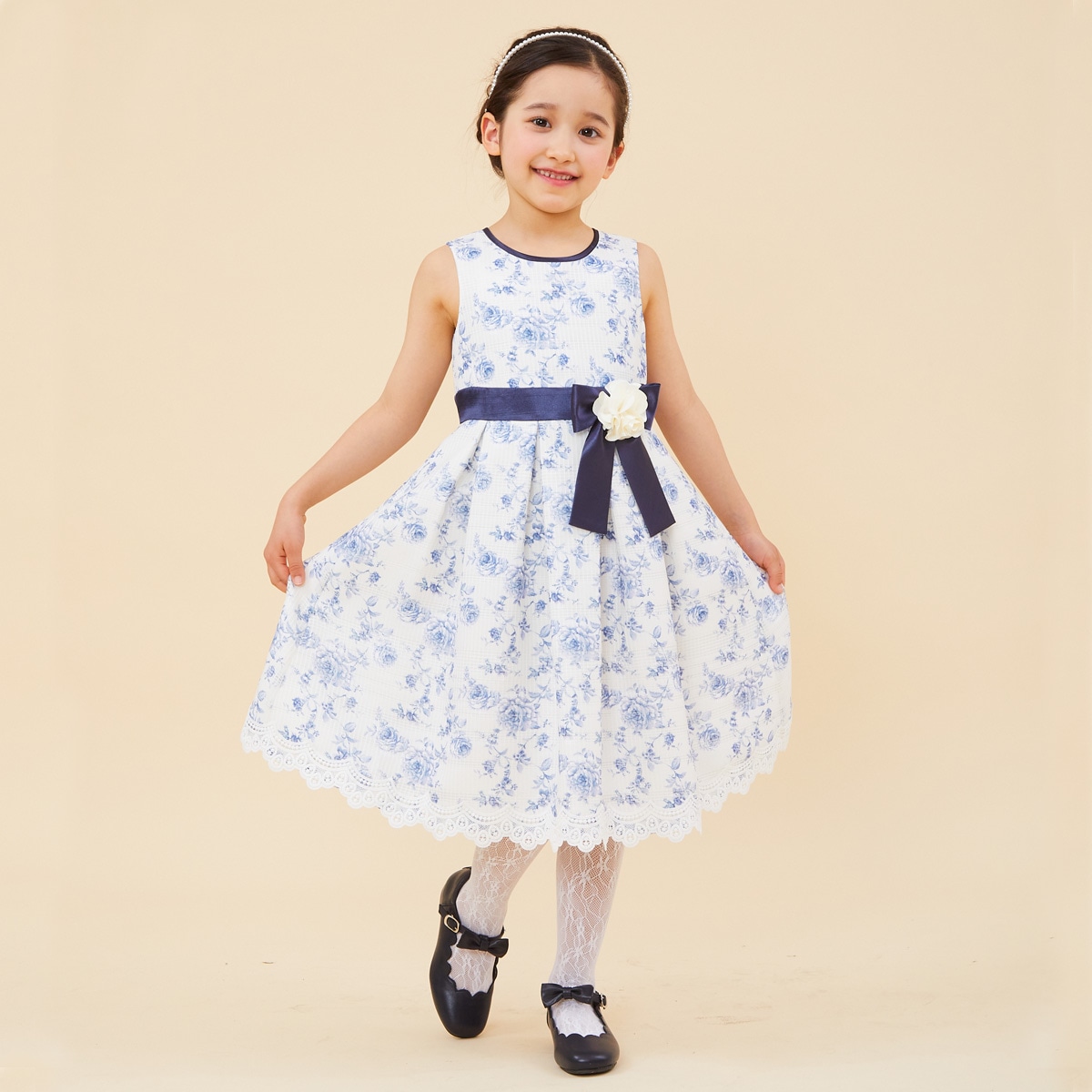 【セール30%OFF】花柄プリントドレス 120 130cm (8396-8301tdl)