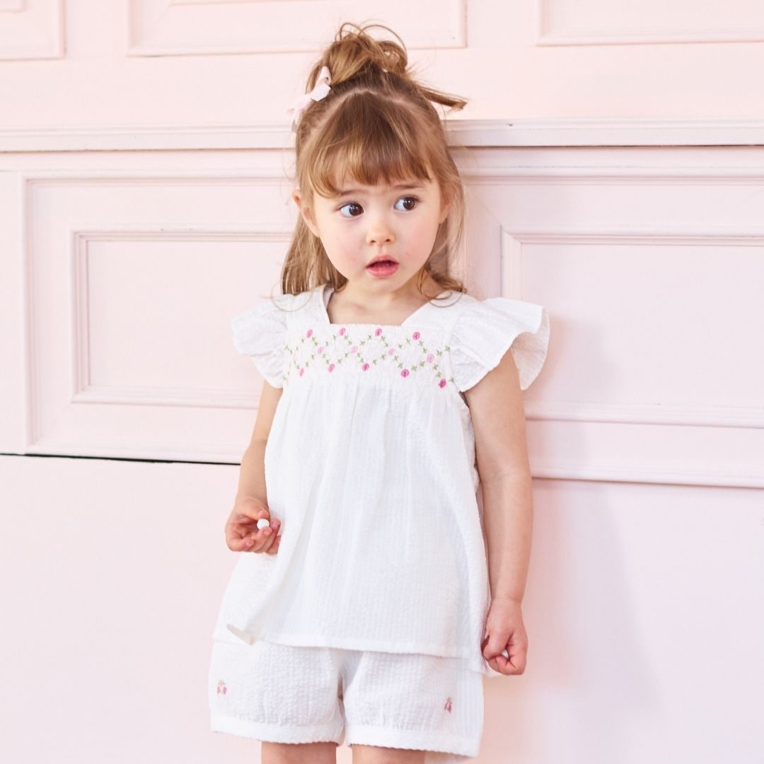 【SUMMER SALE】コットンエンブロイダリーセットアップ 80 90 100cm (2631-3145) utremi/ユトレミ