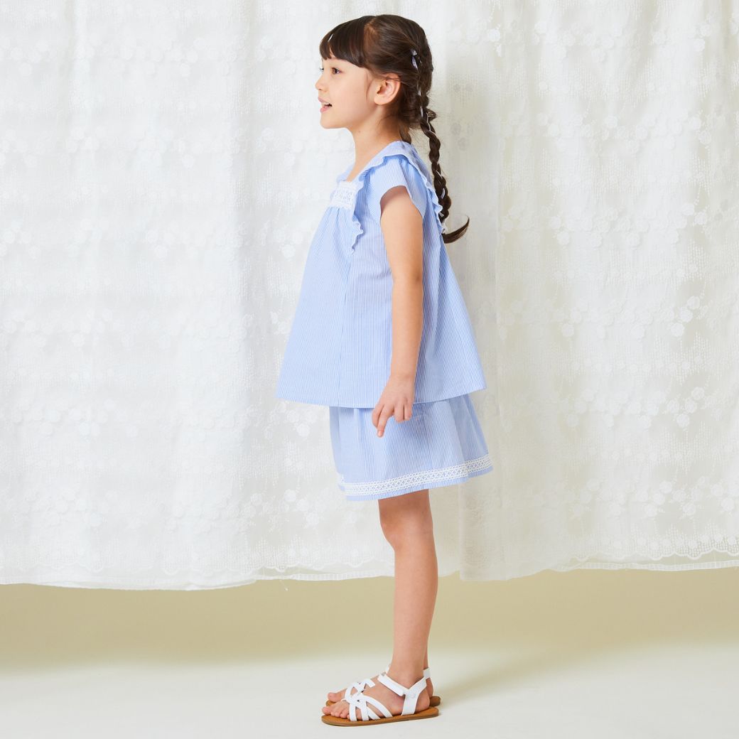 【ファイナルセール50%OFF】ストライプブラウス 110 120 130 140 150 160cm (2433-7355) CHOPINblue/ショパンブルー