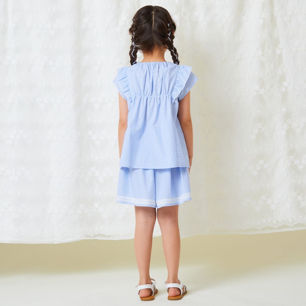 【ファイナルセール50%OFF】ストライプブラウス 110 120 130 140 150 160cm (2433-7355) CHOPINblue/ショパンブルー