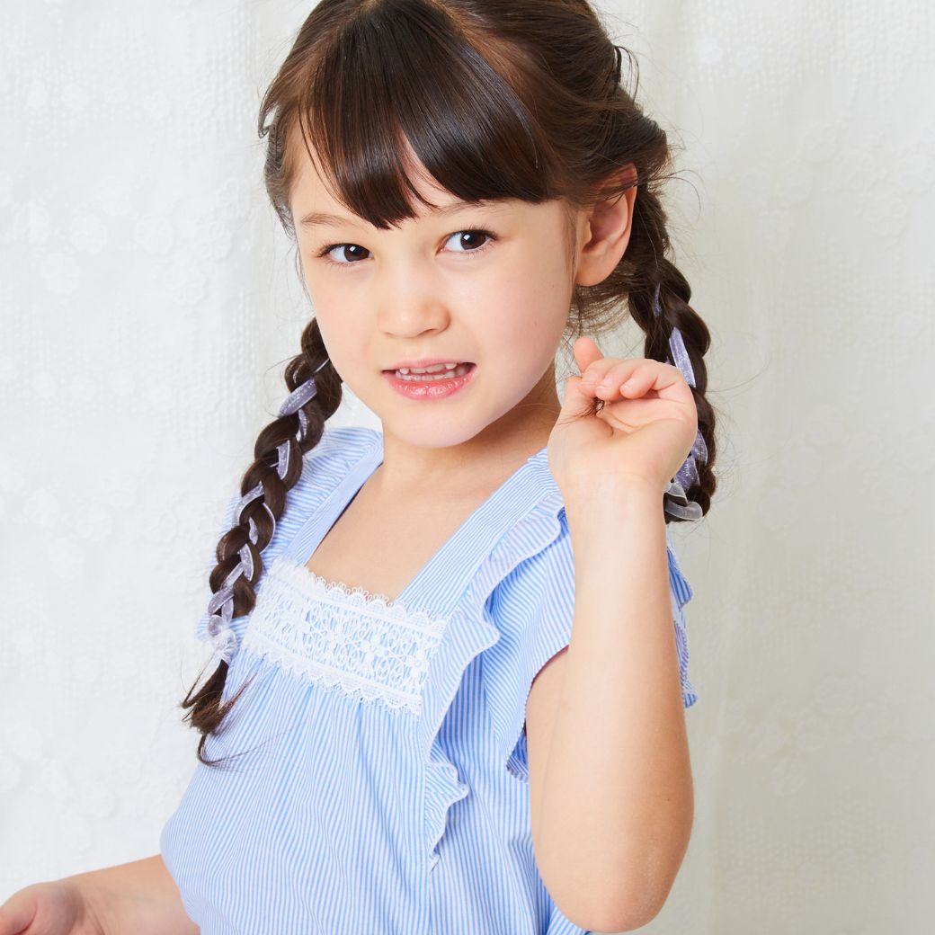 【ファイナルセール50%OFF】ストライプブラウス 110 120 130 140 150 160cm (2433-7355) CHOPINblue/ショパンブルー