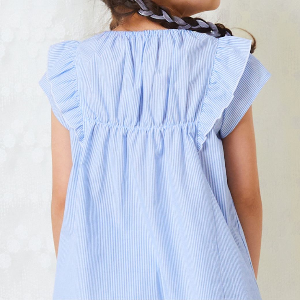 【ファイナルセール50%OFF】ストライプブラウス 110 120 130 140 150 160cm (2433-7355) CHOPINblue/ショパンブルー