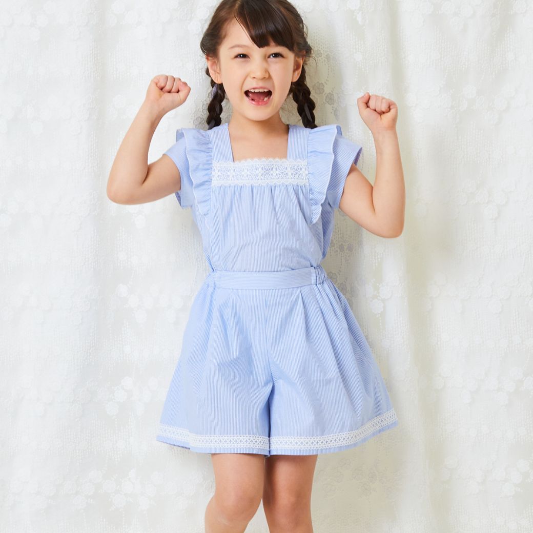 【ファイナルセール50%OFF】ストライプブラウス 110 120 130 140 150 160cm (2433-7355) CHOPINblue/ショパンブルー