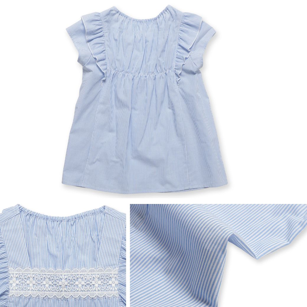 【ファイナルセール50%OFF】ストライプブラウス 110 120 130 140 150 160cm (2433-7355) CHOPINblue/ショパンブルー