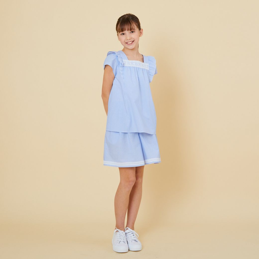 【ファイナルセール50%OFF】ストライプブラウス 110 120 130 140 150 160cm (2433-7355) CHOPINblue/ショパンブルー