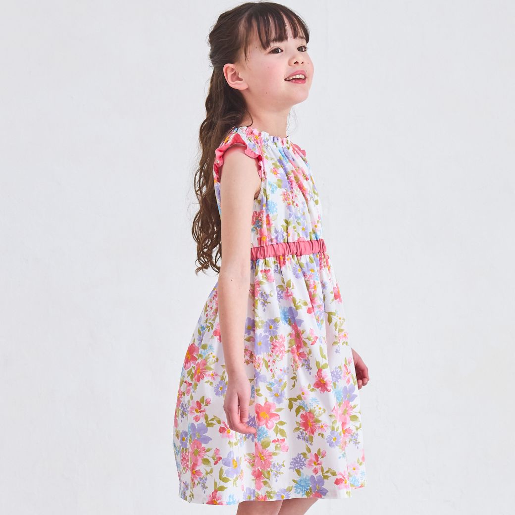 【CLEARANCEセール40%OFF】ボタニカルプリントワンピース 110 120 130 140cm (2336-7342/2436-7386) CHOPINblue/ショパン ブルー