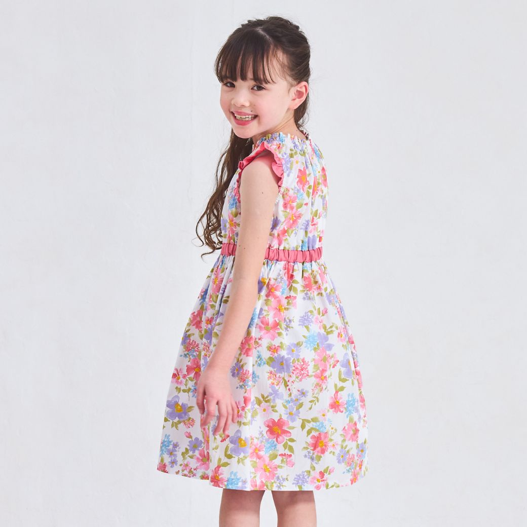 【CLEARANCEセール40%OFF】ボタニカルプリントワンピース 110 120 130 140cm (2336-7342/2436-7386) CHOPINblue/ショパン ブルー