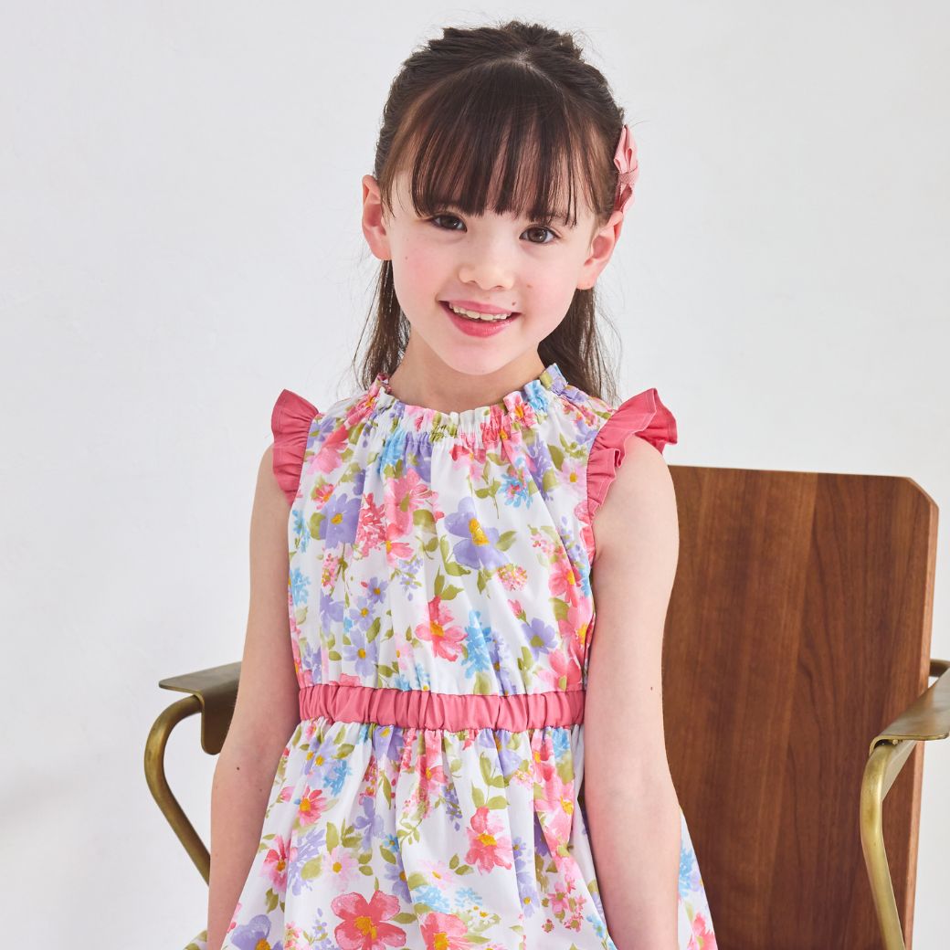 【CLEARANCEセール40%OFF】ボタニカルプリントワンピース 110 120 130 140cm (2336-7342/2436-7386) CHOPINblue/ショパン ブルー