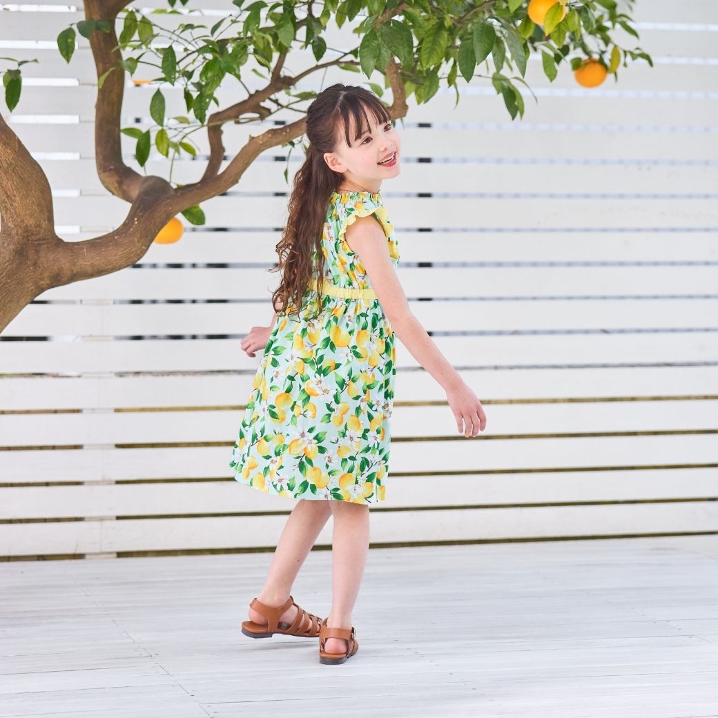 【CLEARANCEセール40%OFF】ボタニカルプリントワンピース 110 120 130 140cm (2336-7342/2436-7386) CHOPINblue/ショパン ブルー