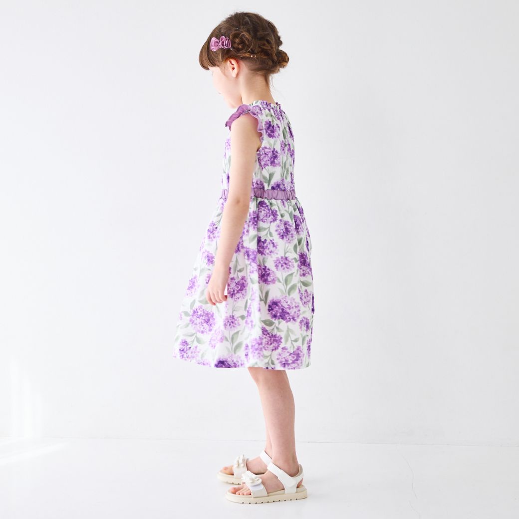 ボタニカルプリントワンピース 110 120 130 140cm (2336-7342/2436-7386) CHOPINblue/ショパン ブルー