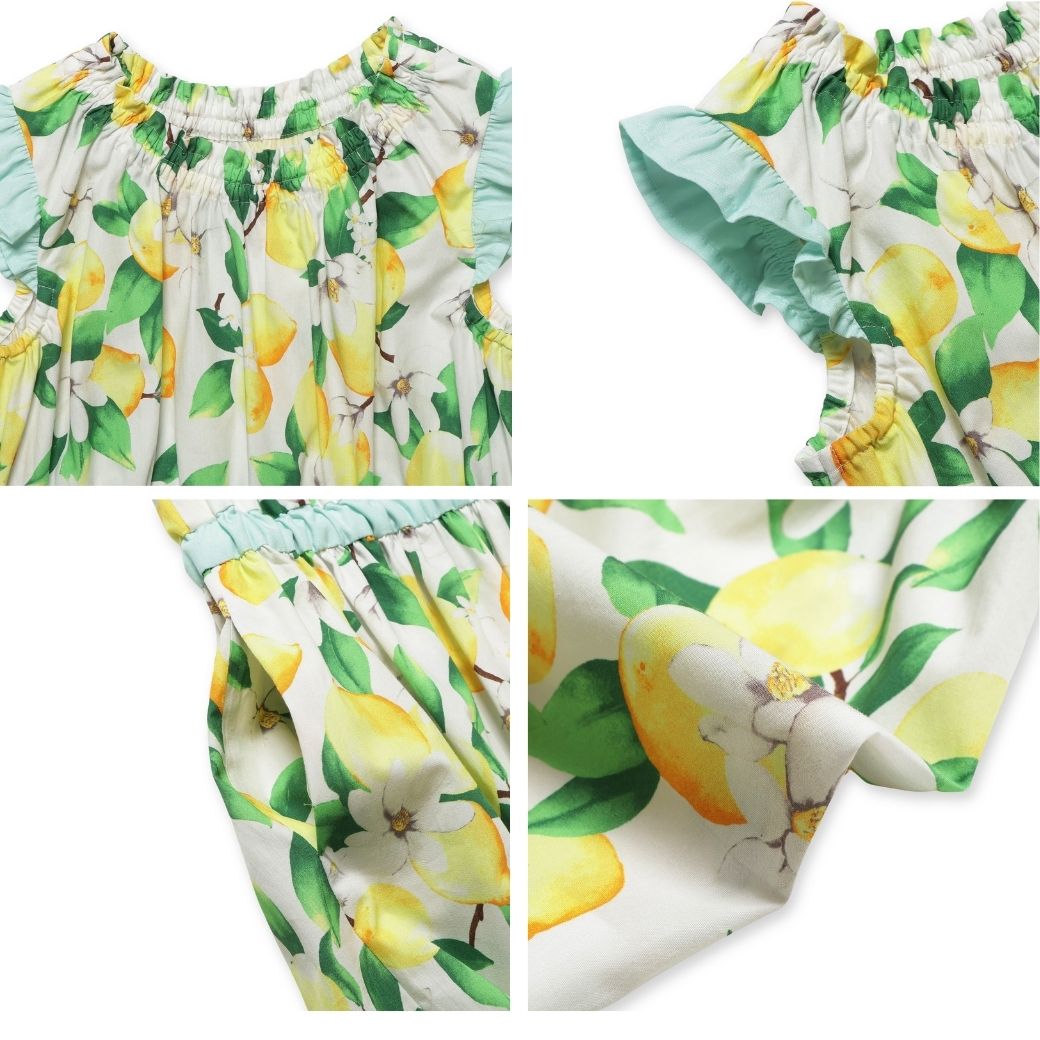 【CLEARANCEセール40%OFF】ボタニカルプリントワンピース 110 120 130 140cm (2336-7342/2436-7386) CHOPINblue/ショパン ブルー