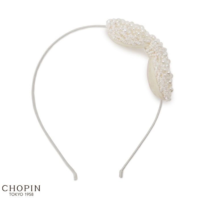 パールビーズリボンカチューシャ (8190-0030)