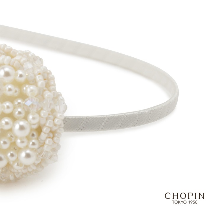 パールビーズリボンカチューシャ (8190-0030)