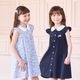 【SUMMER SALE】クールマックス 接触冷感 白襟クラシックワンピース 90 100 110 120 130 140cm (2336-7340) CHOPIN blue/ショパンブルー