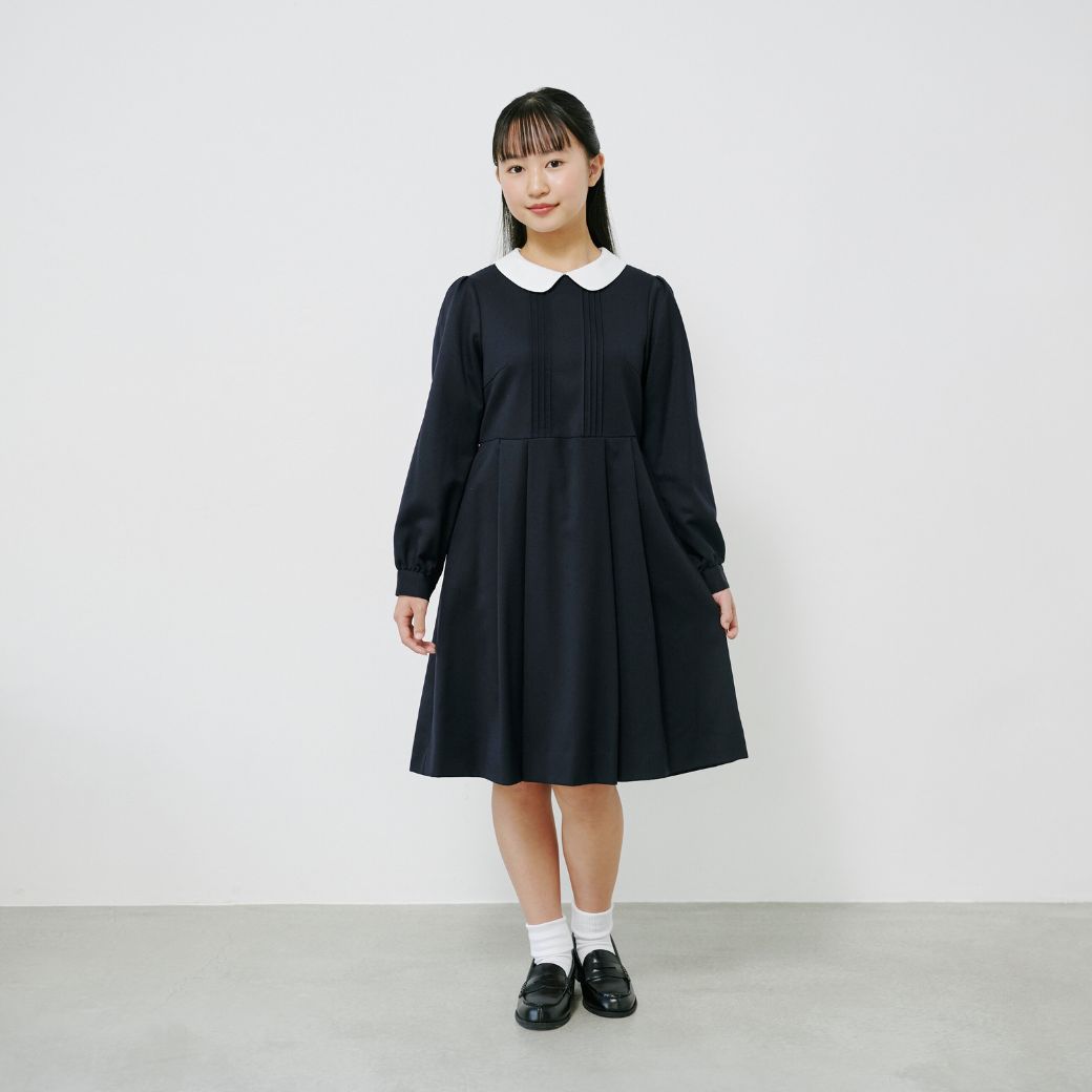 ウエスト切り替えウールワンピース 140 150 160 170cm (8296-2555)