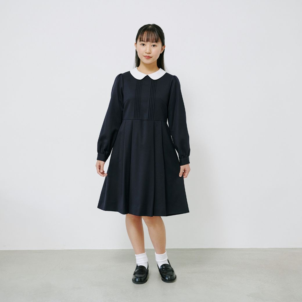 ウエスト切り替えウールワンピース 140 150 160 170cm (8296-2555)