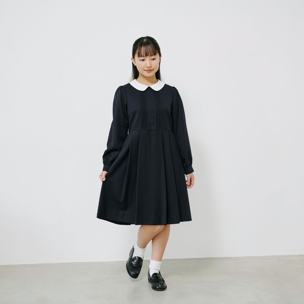 ウエスト切り替えウールワンピース 140 150 160 170cm (8296-2555)