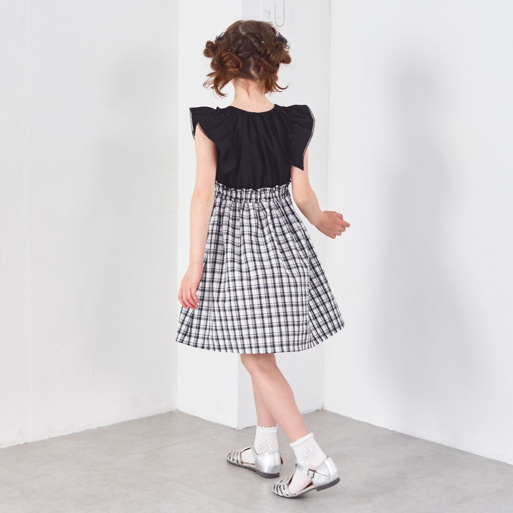 GW☆2BUY・10％OFF】モノトーンチェックドッキングワンピース 110 120