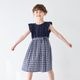 モノトーンチェックドッキングワンピース 110 120 130cm (2636-7351) CHOPIN blue/ショパンブルー