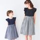 モノトーンチェックドッキングワンピース 110 120 130cm (2636-7351) CHOPIN blue/ショパンブルー