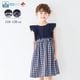 モノトーンチェックドッキングワンピース 110 120 130cm (2636-7351) CHOPIN blue/ショパンブルー