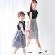 モノトーンチェックドッキングワンピース 110 120 130cm (2636-7351) CHOPIN blue/ショパンブルー
