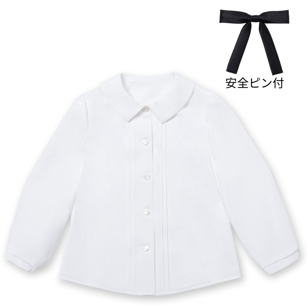 リボン付きピンタックブラウス 110 120 130cm (2403-2362) CHOPINblue/ショパンブルー