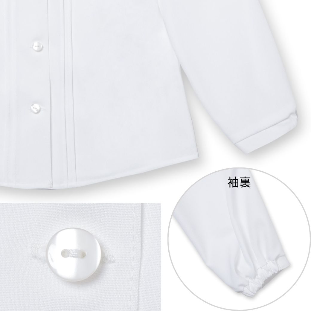 リボン付きピンタックブラウス 110 120 130cm (2403-2362) CHOPINblue/ショパンブルー