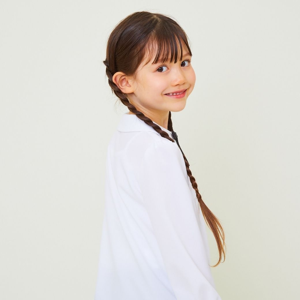 リボン付きピンタックブラウス 110 120 130cm (2403-2362) CHOPINblue/ショパンブルー