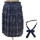 チェック柄プリーツスカート&リボンセット 140 150 160 170cm(8294-2557)