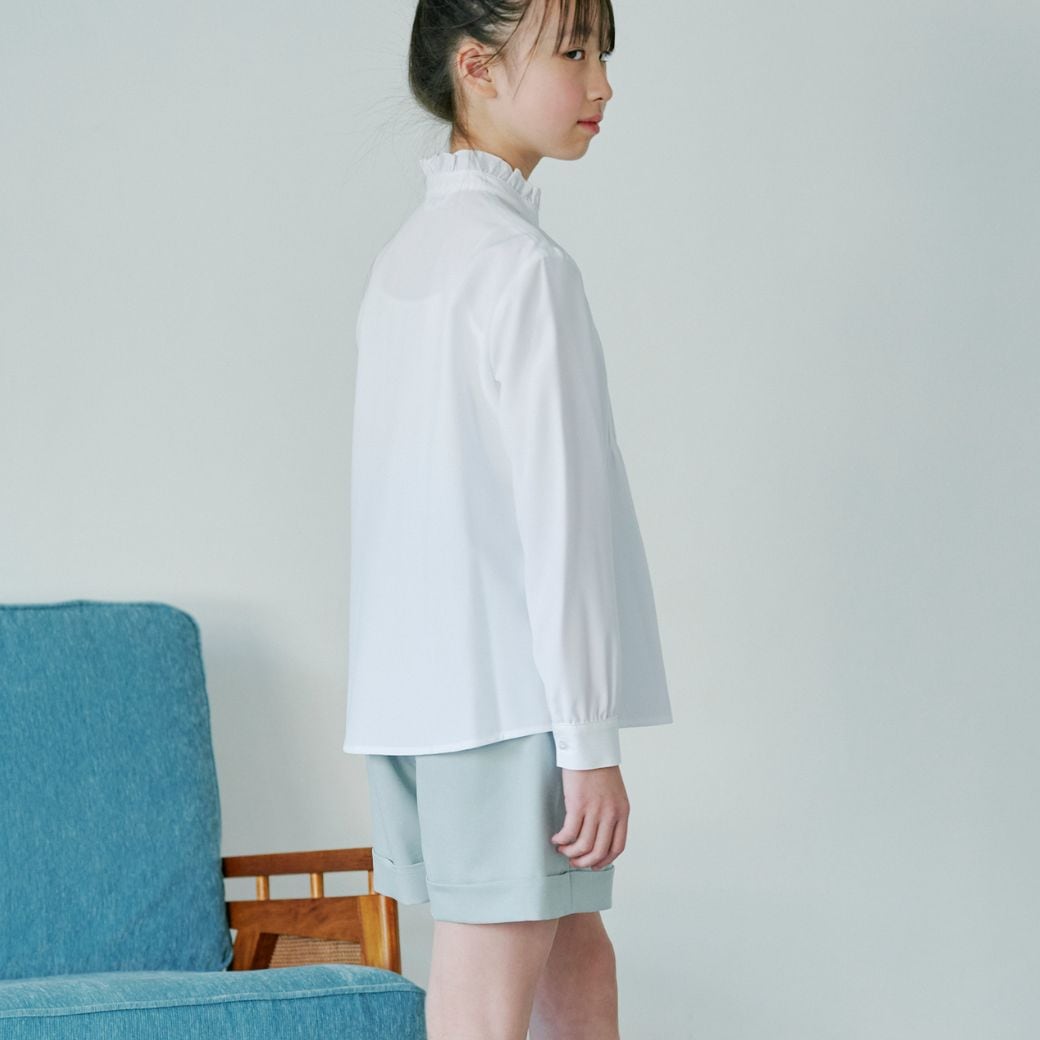 【WINTER SALE10%OFF】スタンドフリル襟ブラウス 140 150 160 170cm (2403-8564) CHOPINblue/ショパンブルー