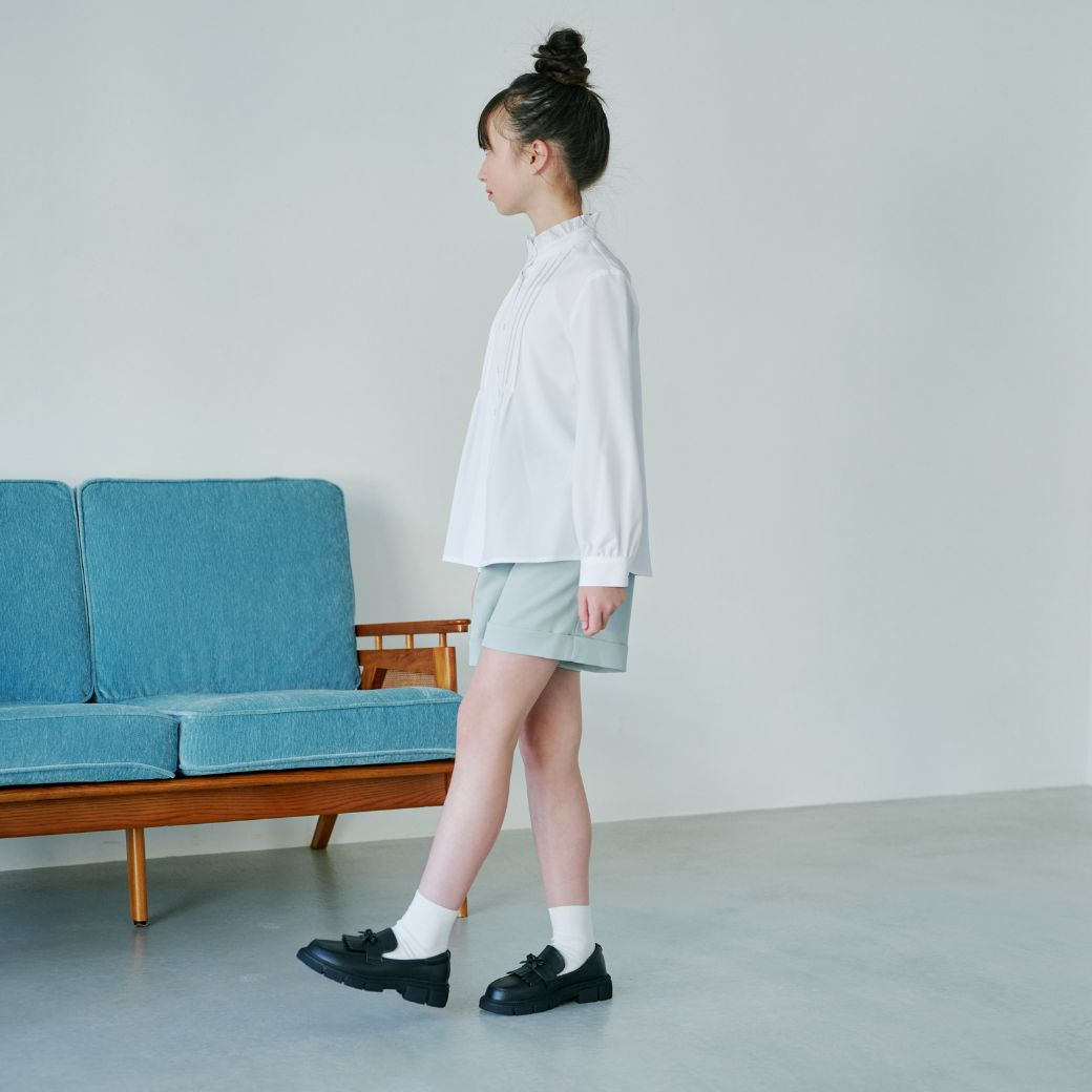 【WINTER SALE10%OFF】スタンドフリル襟ブラウス 140 150 160 170cm (2403-8564) CHOPINblue/ショパンブルー