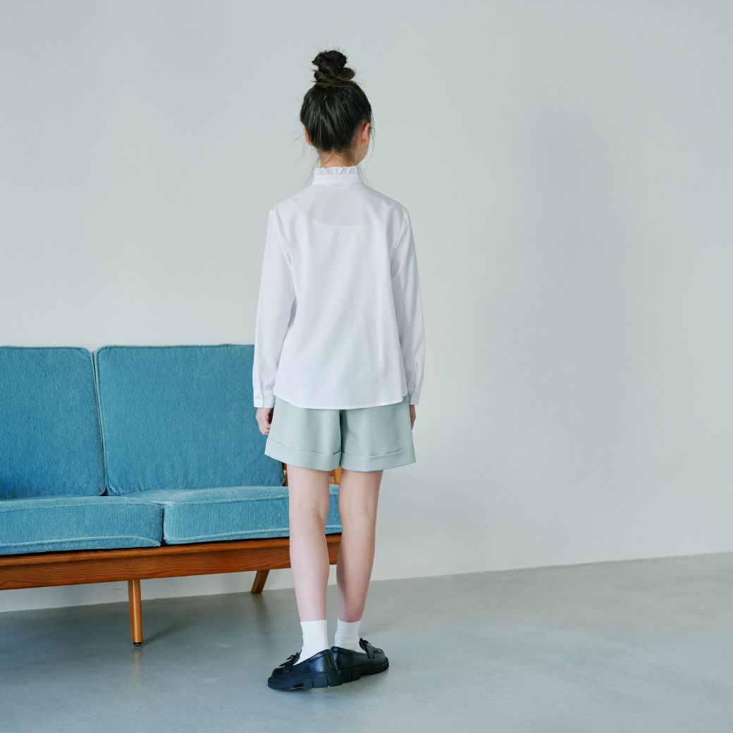 【WINTER SALE10%OFF】スタンドフリル襟ブラウス 140 150 160 170cm (2403-8564) CHOPINblue/ショパンブルー