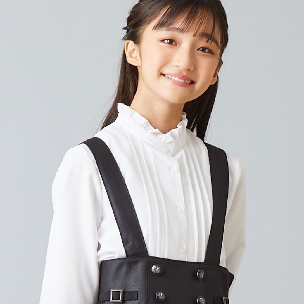 【WINTER SALE10%OFF】スタンドフリル襟ブラウス 140 150 160 170cm (2403-8564) CHOPINblue/ショパンブルー