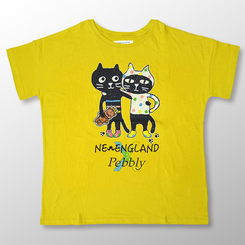 新作P2倍4月21日まで◆【NEW ENGLAND×Pebblyコラボ】カラフルキャッツフレンズwith NEW ENGLANDベアTシャツ