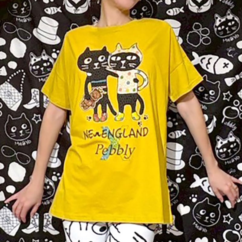 【NEW ENGLAND×Pebblyコラボ】カラフルキャッツフレンズwith NEW ENGLANDベアTシャツ